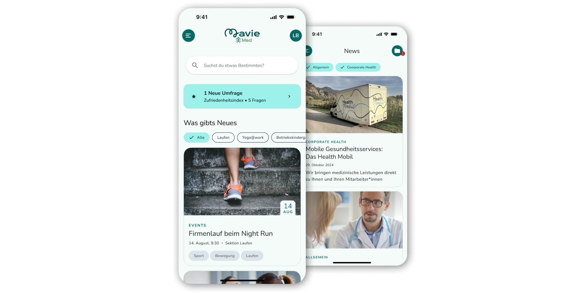 Screens der PRIMA App für Mavie Med von happydo